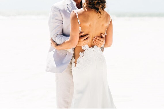 sachin and babi light blue dress Best Backless Bridal Dress, Destination Beach Wedding, Cabo Mexico main image 0