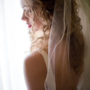 Fingertip Length Wedding Veil Corded Trim Veil Handmade Wedding Veil
