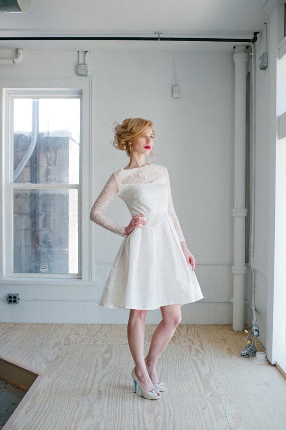 sophia vintage ivory lace fitted midi dress Wedding Dress; Handmade Wedding Dress, Beautiful Bridal Silhouette With and Silk, Pleated Full Skirt Illusion Neckline swim-cover
