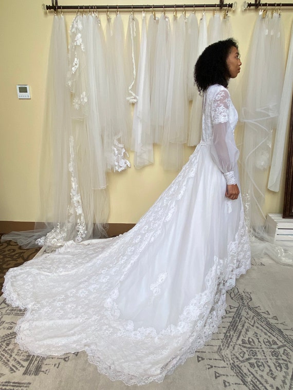 Mabel Wedding Dress; Vintage Prairie Wedding Dress, With Bishop