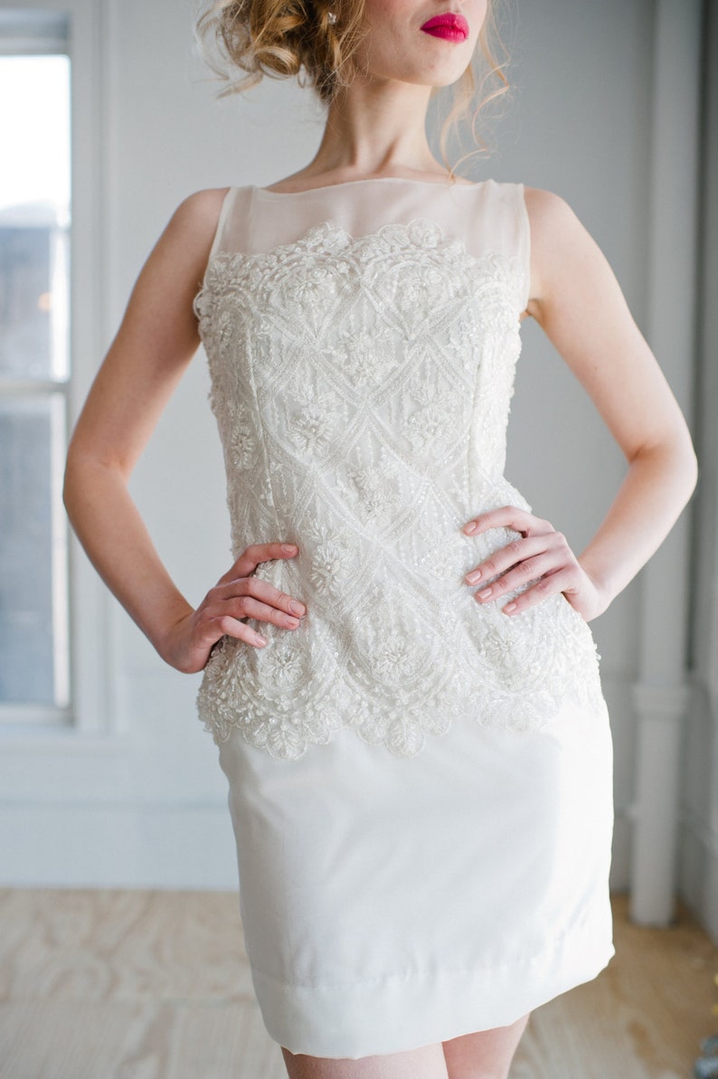 Joanie Wedding Dress Handmade Bridal Dress, Stunning Beaded Sheath