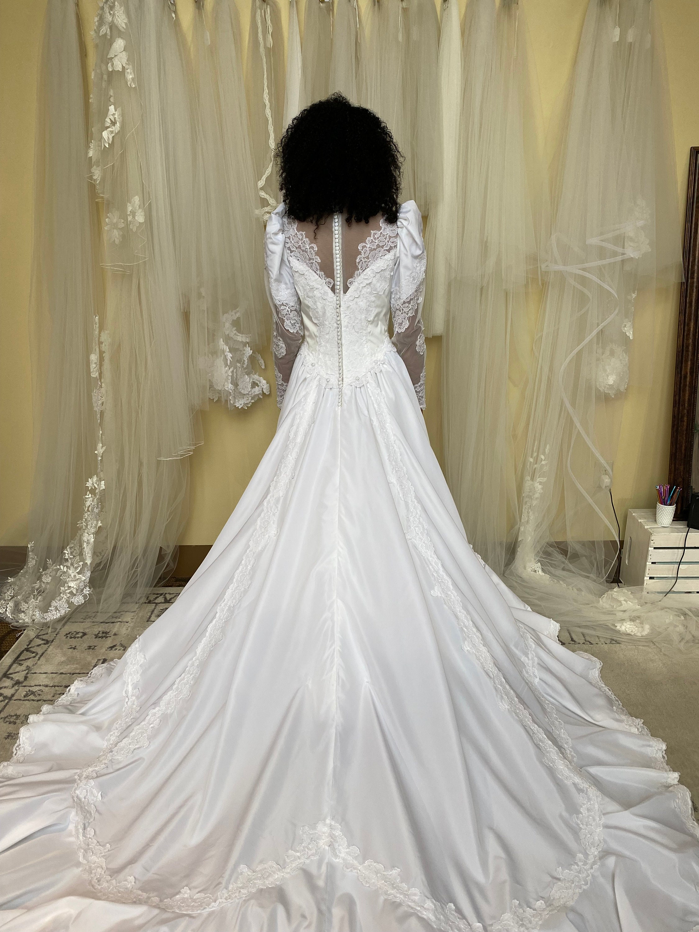 Monica Wedding Dress; 1980's Vintage Prairie Wedding Dress
