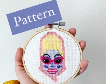 The Stunning Gorgeous Drag Queen Juno Birch Counted Cross Stitch 4 Inch Pattern