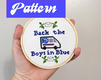 Download Post Office Cross Stitch - Back the Boys in Blue - Silly 4 Inch Cross Stitch