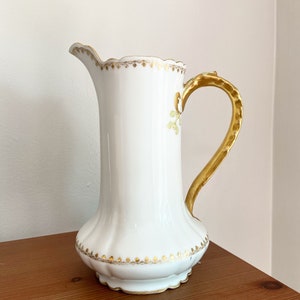Antique A. Lanternier Limoges Chocolate Pot | French 1800s Decor | Gold Trim Encrusted Hand Painted Ceramic Victorian  1891 | Ready to Ship