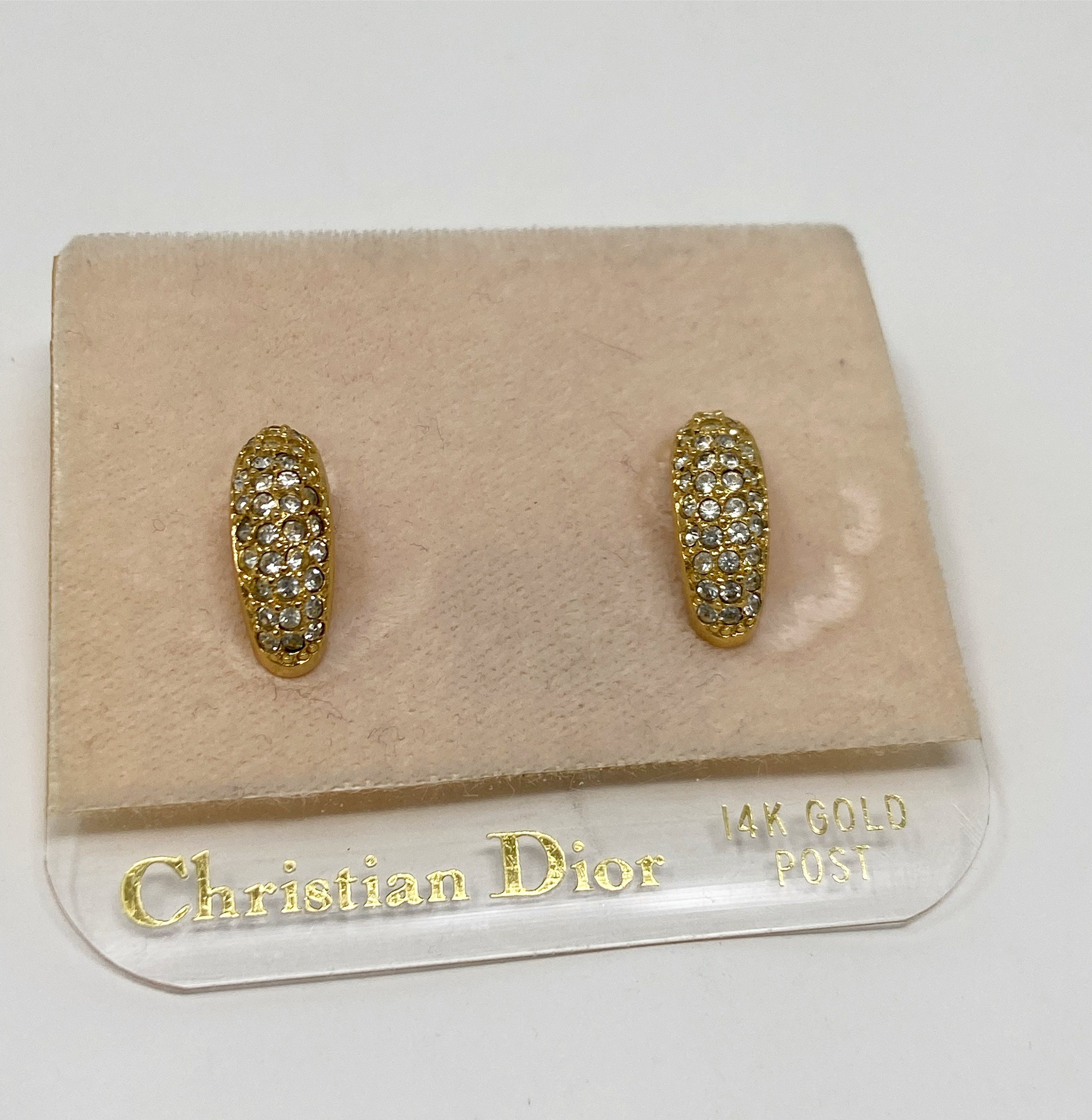 Vintage Christian Dior 14K Gold Plated Half Moon Earrings
