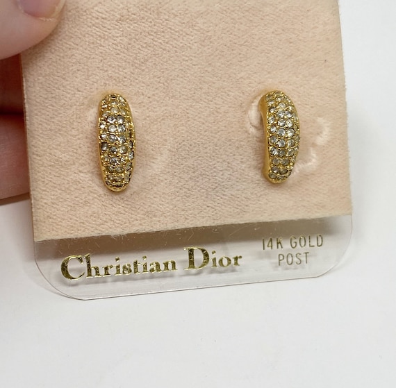 ご*ー様 Christian Dior ゴールド クォーツ Vintage Christian Dior 14K Gold Plated Half Moon Earrings