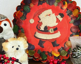 Vintage 1960s Santa Hallmark Pressed Paper Bowl | Fun Christmas Decor