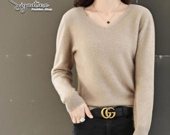 Long Sleeve V Neck Sweater | Casual Basic Slim Fit Top | Y2K Minimalist Everyday Shirt