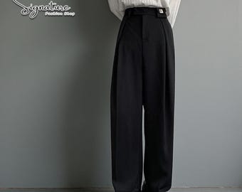 Oversized Wide Leg Trousers | Formal Loose Fit Vintage Pants | Y2K Minimalist Tailored Slacks