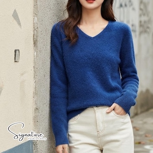 Langarm-Pullover mit V-Ausschnitt | Lässiges Basic-Top in schmaler Passform | Minimalistisches Y2K-Alltagsshirt
