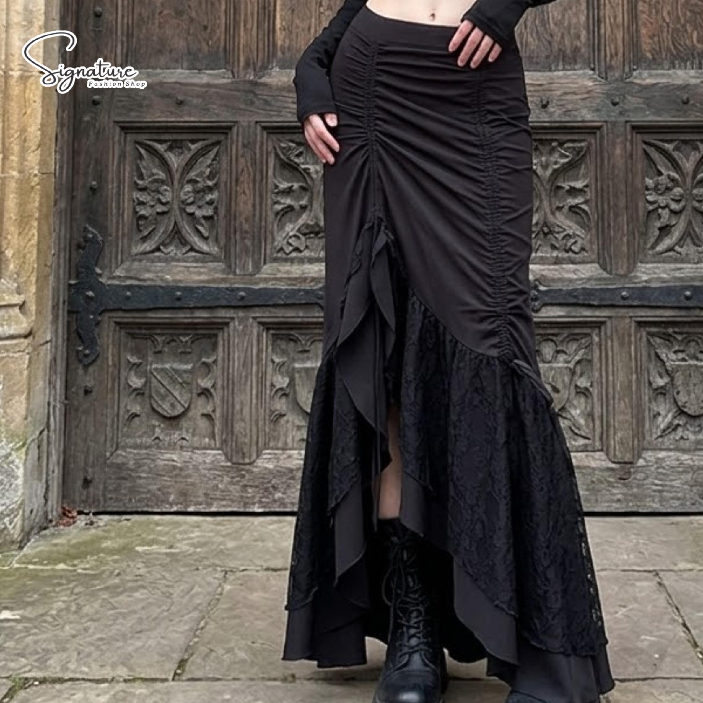 Black Lace High Low Skirt - Etsy