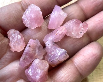 8 cristaux bruts de quartz rose naturel, véritable quartz rose brut non traité (15/17 mm)