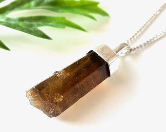 AAA+ Citrine Pencil Pendant Necklace-BIG Natural Citrine Pencil Necklace-November Birthstone Jewellery| Crystal Healing Pendant-Gift for Her