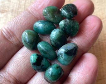 10 PCS~100%Natural Emerald Polished Tumble-Size-12/14 MM-Untreated Gemstone Raw Genuine Emerald Raw, Mineral Specimen, May Birthstone
