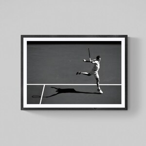 Roger Federer Poster – Tennis Motion Shot – Black & White Sports Wall Art (Digital Download)