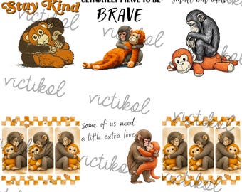 Punch Baby Monkey bundle png, Viral Emotional Monkey PNG, Lonely Cute Monkey Graphic, Dear Punch Inspired Design