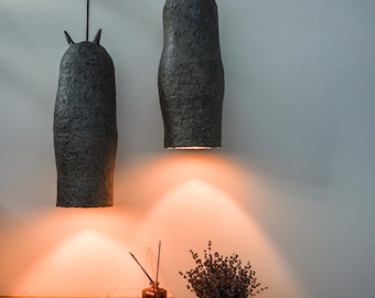 Unique Handmade Paper Lamp | Sculptural Pendant Light | Cozy  Home Decor