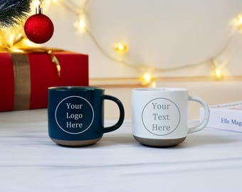 Koffiemok met gepersonaliseerd logo en gravure, gepersonaliseerde keramische mok met uw logo/tekst, koffiemok van aardewerk voor hem/haar, ideeën voor verjaardags- en kerstcadeaus