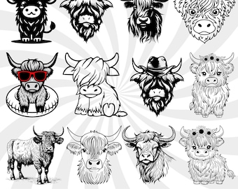 Highland Cow Svg, Highland Cow Png, Cute Cow Svg, Animals Svg, Farm Animal Svg, Baby Cow Svg, Highland Cow Bundle, Cow Svg File