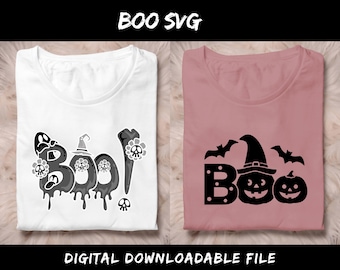 Funny Boo Halloween Shirt SVG, Spooky Kids Design (Digital Download)