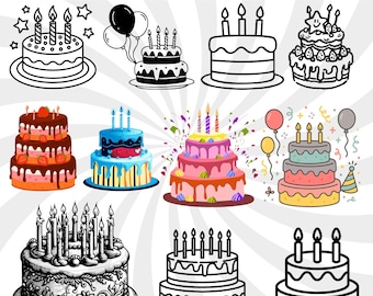Birthday Cake SVG, Cupcake, Bakery Cut Files (Digital Download)