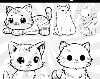 Cute Cat Svg, Cat Svg, Cat Face Svg, Cat Cut Files, Kitten Svg, Kawaii Animals, Cat Silhouette, Cute Kitty Svg, Cat Clipart, Cat Png