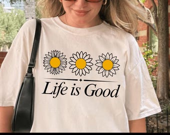 Das Leben ist gut SVG, Floral Shirt SVG, Sommer T-shirt, Das Leben ist gut Shirt, Das Leben ist gut Png, Inspirational Design, Positivität SVG, T-Shirt Design,