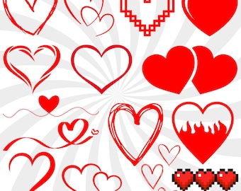 Doodle Heart SVG Clipart, Hand Drawn Valentine Design (Digital Download)