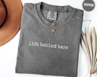 Life Behind Bars Shirt, Funny Cycling T-Shirt, Mountain Bike Gift, Biker Humor Tee, Vintage Graphic Shirt for Men, Cyclist Quote Tee