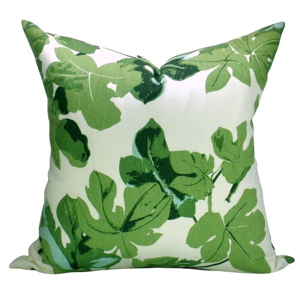 Pillow cover, Fig Leaf Faded on Hemp, green floral, Spark Modern pillows