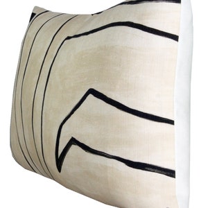 READY TO SHIP, Pillow cover, Graffito Linen/Onyx, lumbar pillow, abstract stripe, Spark Modern pillow image 2