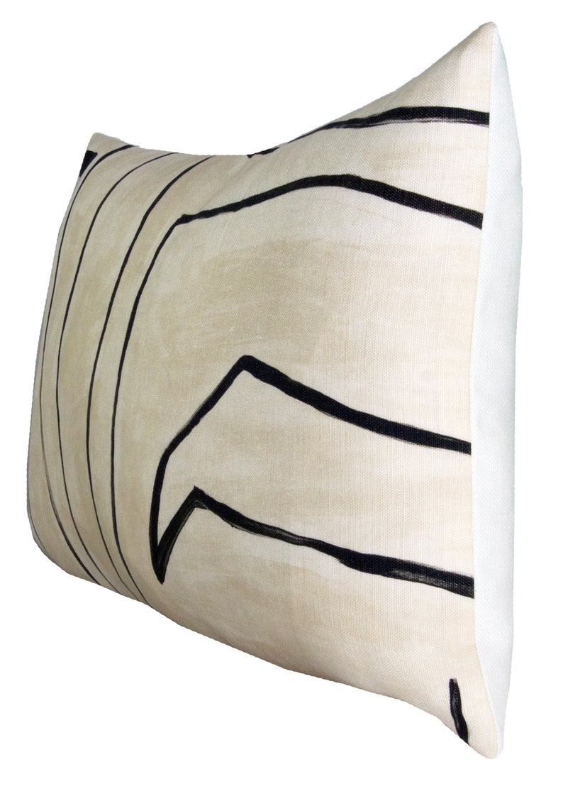 READY TO SHIP, Pillow cover, Graffito Linen/Onyx, lumbar pillow, abstract stripe, Spark Modern pillow image 2