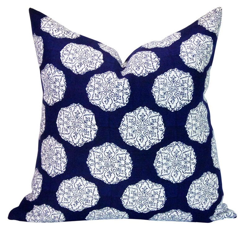 Pillow cover, Ananda Indigo, geometric, Spark Modern pillow image 1