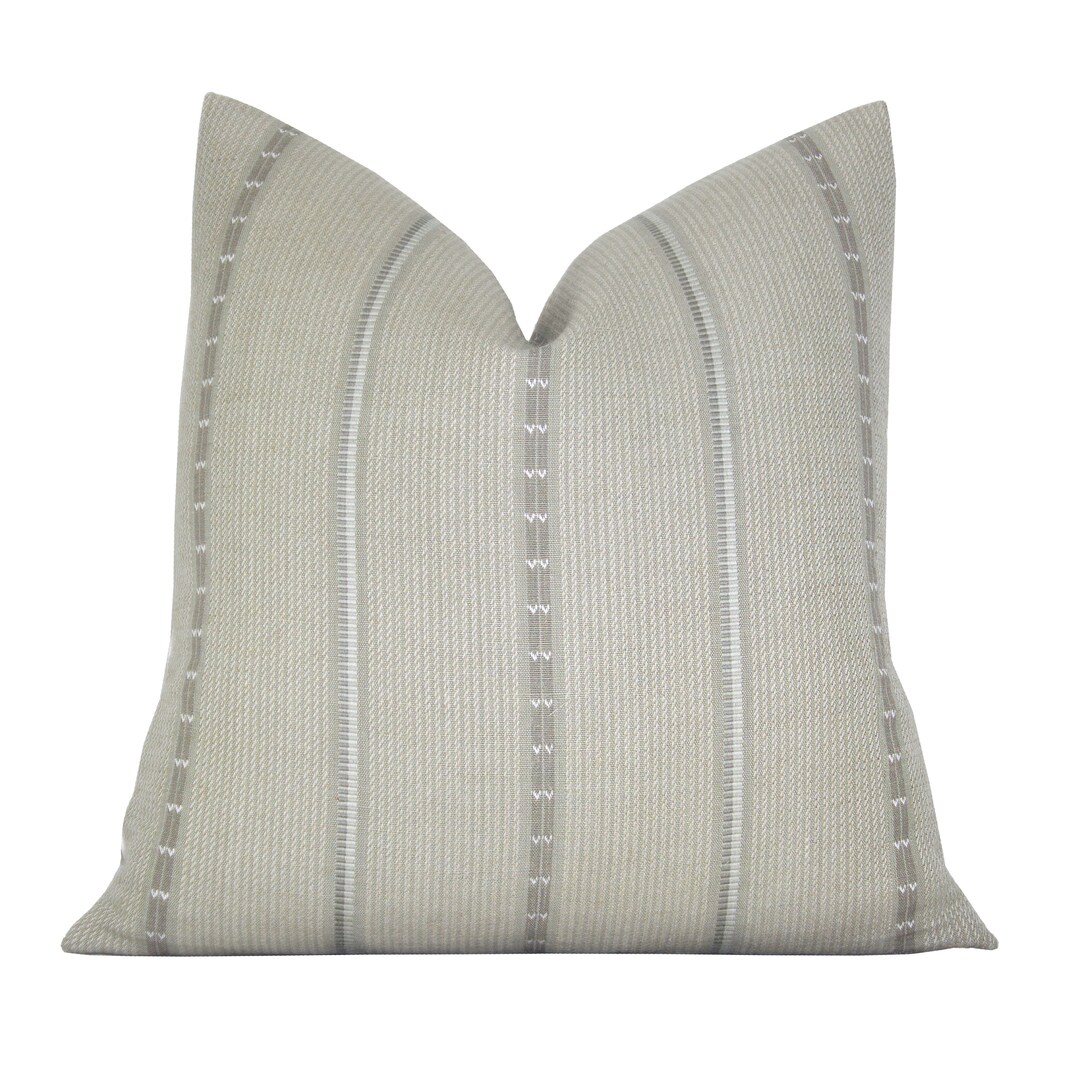 Pillow Cover Prague Ecru Woven Stripe Spark Modern Pillow Etsy