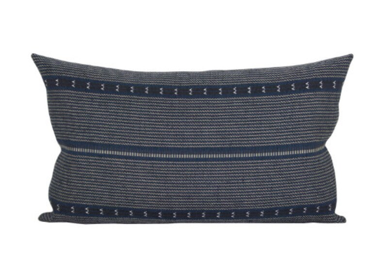 Pillow Cover Prague Deep Navy ON BOTH SIDES Woven Stripe Etsy