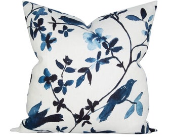 Pillow cover, Salerno Blue, indigo floral, Spark Modern pillow