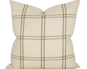 Pillow cover, Luberon Plaid Greige, plaid stripe, Spark Modern pillow