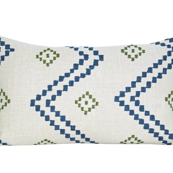 Green and Navy Pillow Cover Etsy