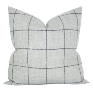 Pillow cover, Bancroft Wool Plaid Fog- ON BOTH SIDES, striped, Spark Modern pillow