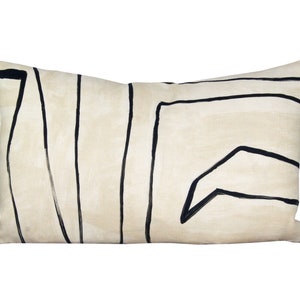 READY TO SHIP, Pillow cover, Graffito Linen/Onyx, lumbar pillow, abstract stripe, Spark Modern pillow image 1