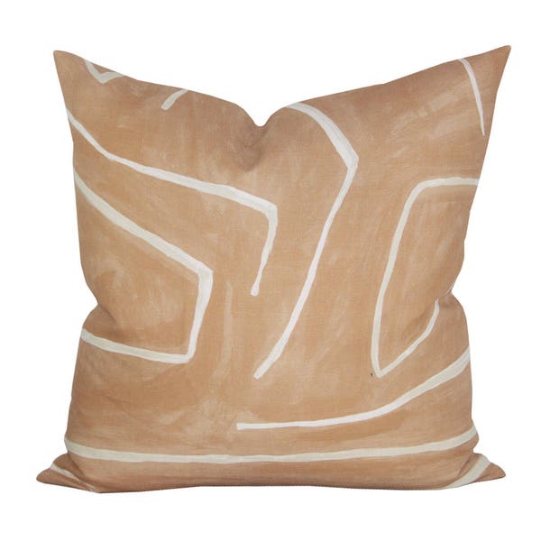 READY TO SHIP, Pillow cover, Graffito Salmon/Cream, abstract stripe, Spark Modern pillow
