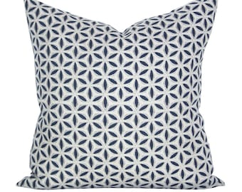 READY TO SHIP, Pillow cover, Hanami Pacific Blue Linen, geometric, Spark Modern pillow