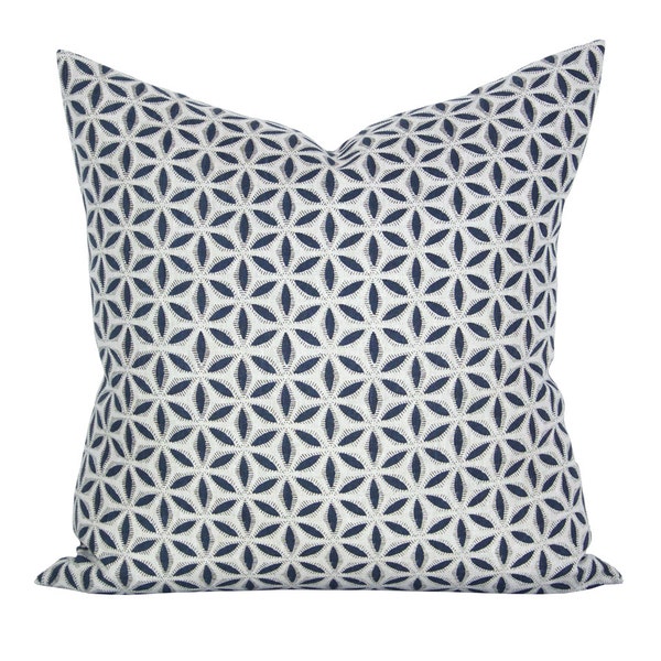 Housse de coussin, lin bleu Pacifique Hanami, géométrique, oreiller moderne Spark