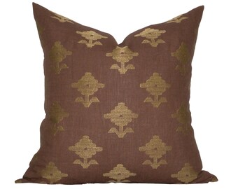 Pillow cover, Rubia Embroidery Umber, floral embroidery, Spark Modern pillow