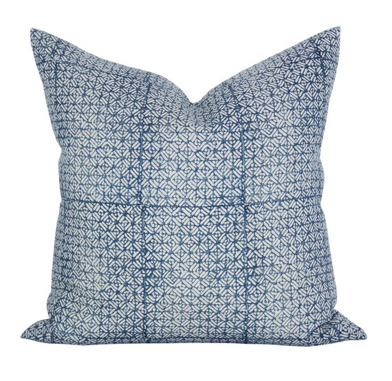 Pillow cover, Batik Pacific Blue Linen, geometric, Spark Modern pillow