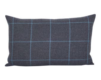 READY TO SHIP, Pillow cover, Bancroft Wool Plaid Oxford/Grey, lumbar, striped, Spark Modern pillow