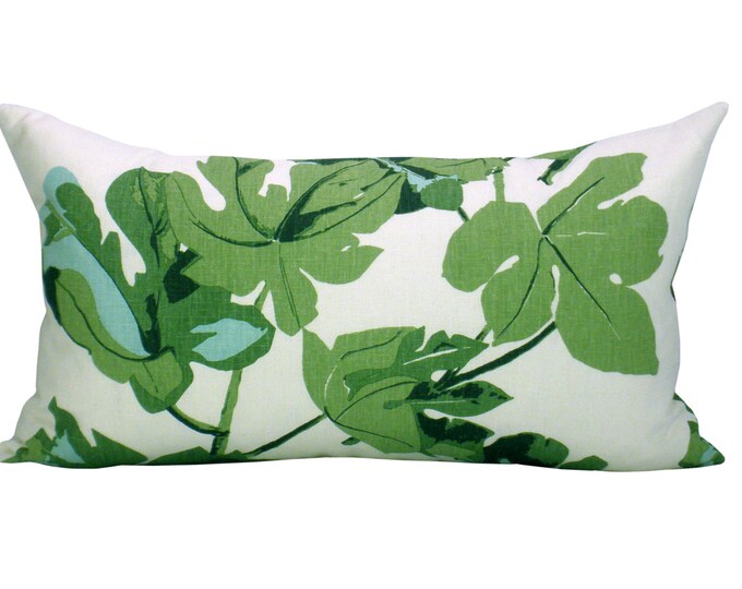 READY TO SHIP Pillow Cover Fig Leaf Faded on Hemp Lumbar Etsy