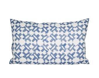 READY TO SHIP, Pillow cover, Orcha Indigo, lumbar, tribal geometric, Spark Modern pillow