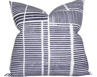 Pillow cover, Theo Deep Sapphire, geometric stripe, Spark Modern pillow